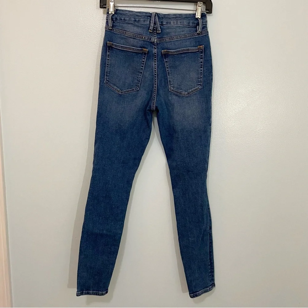 Good American Distressed Good Waist High Rise Skinny Ankle Jean Stretch Blue 28